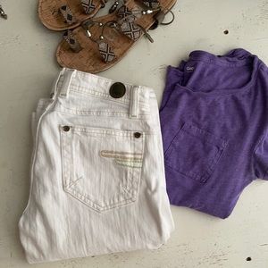 [ Indie White Denim Straight Fit Jeans ] W 26